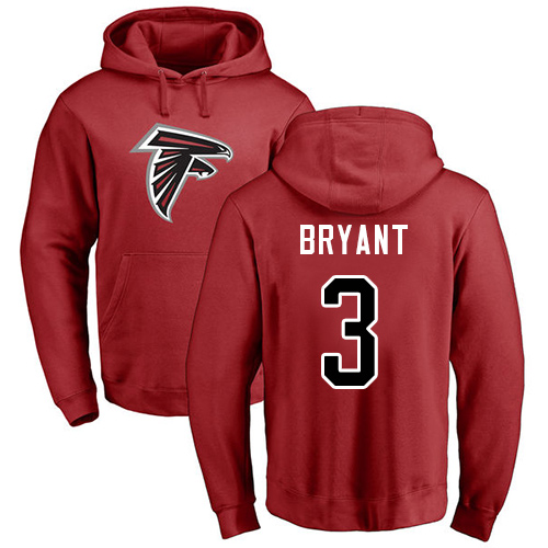 Atlanta Falcons Men Red Matt Bryant Name And Number Logo NFL Football #3 Pullover Hoodie Sweatshirts